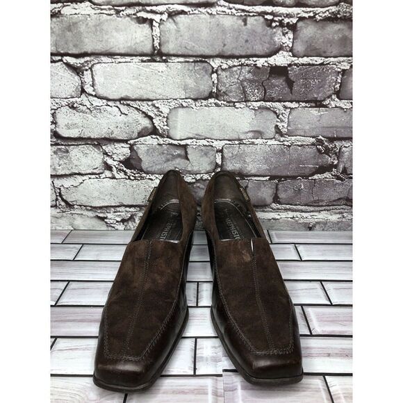 Mephisto Brown Suede Leather Square Toe Split Toe Loafers Heel Shoes Women Sz 9M - Picture 11 of 16